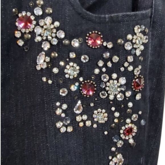 White House Black Market Whbm crystal studded‎ black Side Leg mom jeans Sz 2 New - Picture 10 of 16